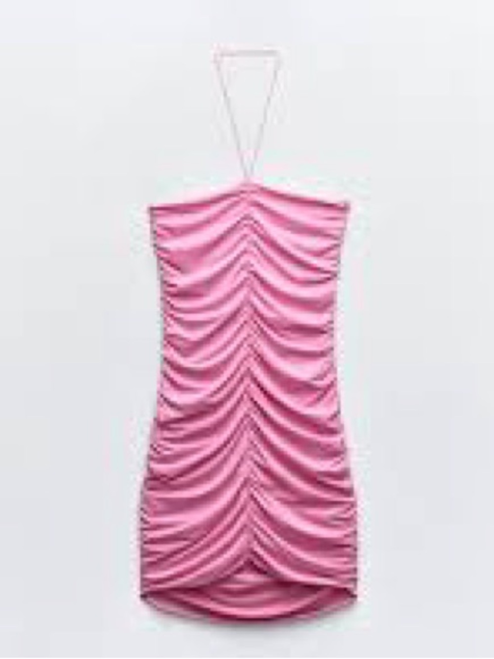 Zara Pink Ruched Halter Mini Dress